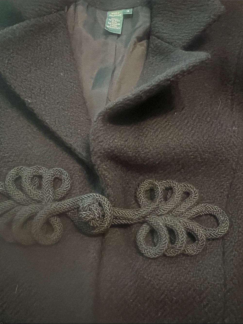 Vintage Ralph Lauren Black Mandarin Collar frog closure Jacket - Picture 3 of 7